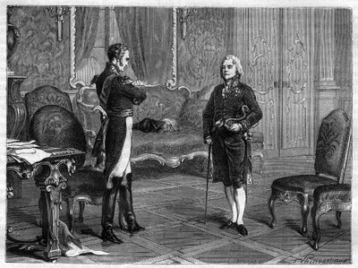 Cesarz Rosji Aleksander I (1777-1825) (Aleksandr) z Charlesem Maurice de Talleyrand Perigord (1754-1838) autorstwa French School