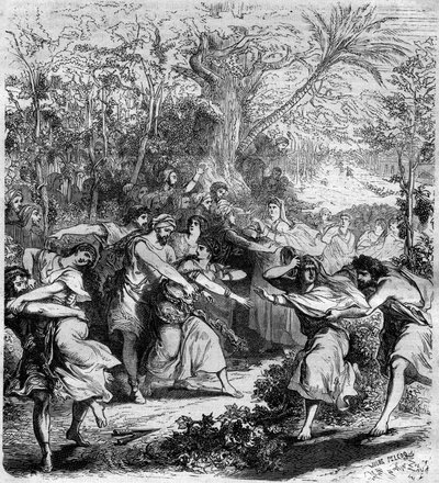 Cesarz Nicefor III Botaniates (1001-1081), cesarz bizantyjski w latach 1078-1081, kazał uprowadzić młodych chłopców i dziewczęta. Grawer w „Histoire des Papes-Rois-Queen and Empereurs a travers les Century” Maurice Lachatre autorstwa French School
