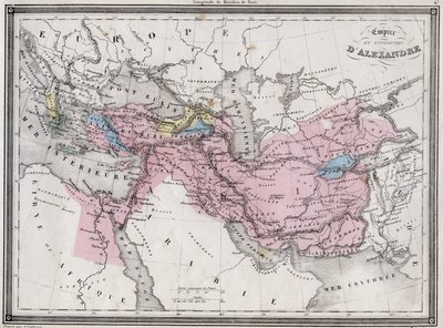 Imperium i Ekspedycja Aleksandra Wielkiego – płyta z „Uniwersalnego atlasu geografii starożytnej i nowożytnej na użytek szkół rezydencyjnych” Vuillemina - ca. 1845 autorstwa French School