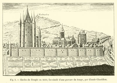 Zamknięcie świątyni w 1610 r.; faksymile ryciny z tamtych czasów autorstwa Claude Chastillon autorstwa French School