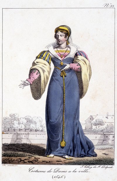 Grawer, strój damski w mieście ok. 1545 r. autorstwa French School