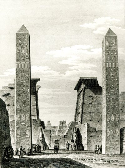 Wejście do Świątyni Luksorskiej, z Podróży w Dolnym i Górnym Egipcie przez Dominique Vivant Denon (1747-1825) 1802 autorstwa French School