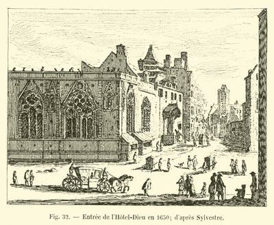 Wejście do Hotel-Dieu w 1650 r.; według Sylwestra autorstwa French School