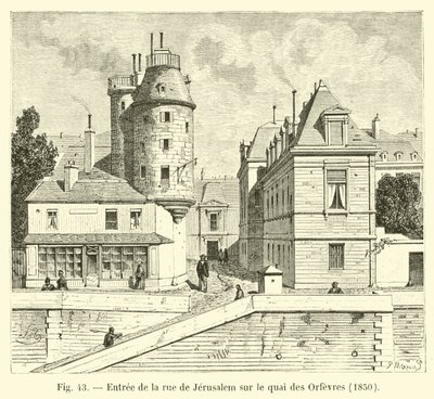 Wejście z Rue de Jerusalem do Quai des Orfevres, 1850 autorstwa French School