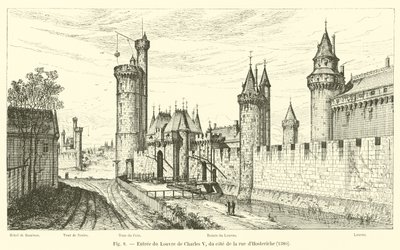 Wejście do Luwru Karola V, od rue dHosteriche, 1380 autorstwa French School