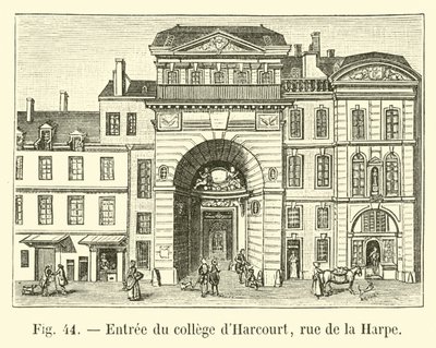 Wejście do kolegium Harcourt, rue de la Harpe autorstwa French School