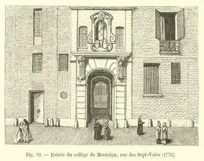 Wejście do kolegium Montaigu, rue des Sept-Voies, 1779 autorstwa French School