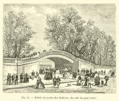 Wejście do Ogrodu Tuileries od strony nabrzeża, 1858 autorstwa French School
