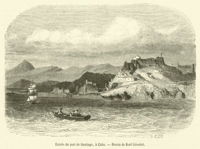 Entree du port de Santiago, na Kubę (grawerowanie) autorstwa French School