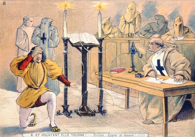 Jednak to się porusza, Proces Galileo Galilei (1564-1642) w 1633 autorstwa French School