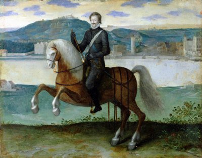 Portret konny Henryka IV (1553-1610) króla Francji przed murami Paryża, 1594 autorstwa French School