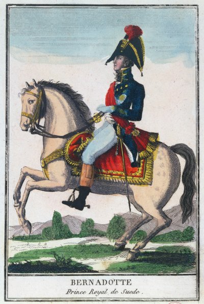 Portret konny Charlesa Jeana Baptiste Bernadotte (1763-1844), początek XIX wieku (rycina kolorowa) autorstwa French School