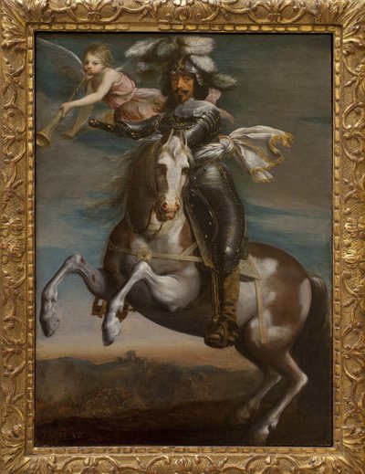Portret konny Ludwika XIII (1601-1643). Malarstwo około 1630. Art francais XVII wiek. Musee des Beaux Arts de Rouen. autorstwa French School