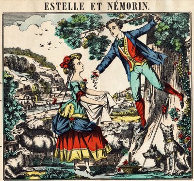 Estelle i Nemorin. Obraz Epinal autorstwa French School