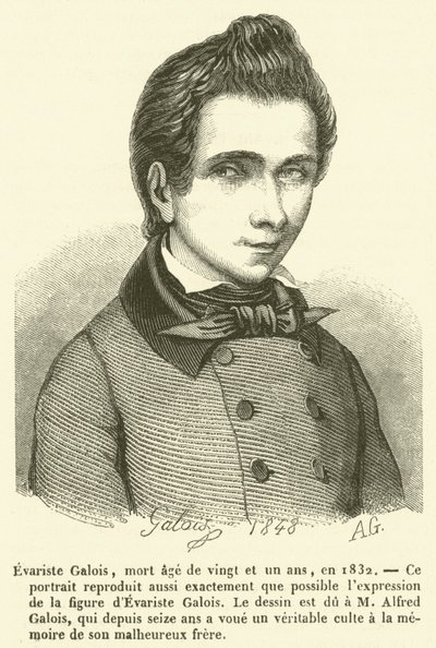 Evariste Galois, zmarła w wieku 21 lat, w 1832 r. (grafika) autorstwa French School