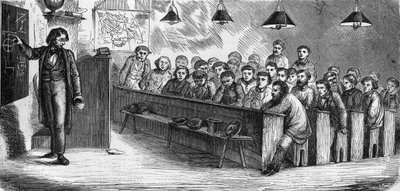 Klasa wieczorowa w publicznej szkole dla dorosłych w Paryżu w 1858 r. autorstwa French School