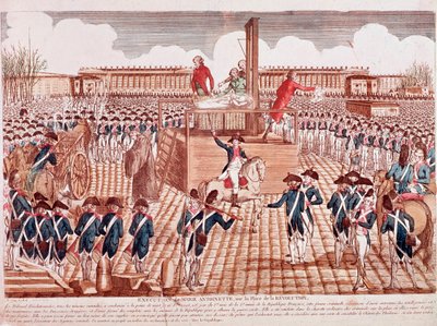 Egzekucja Marii Antoniny, królowej Francji, Place de la Revolution, Paryż, 16 października 1793 (rycina) autorstwa French School