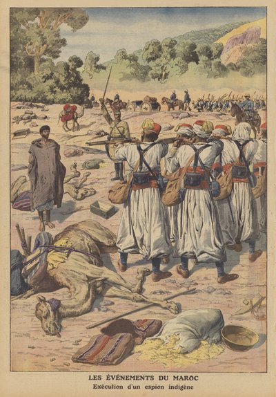 Egzekucja rodzimego szpiega w Maroku (kolorowa litografia) autorstwa French School