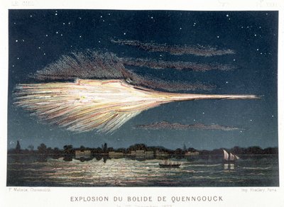 Eksplozja bolidu Quenngouck (meteorytu) 27 grudnia 1857 r. - w „Le Ciel” Amédée Guillemin, Paryż autorstwa French School