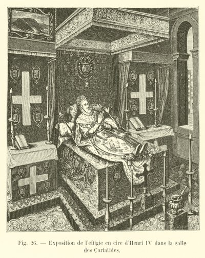 Wystawa figury woskowej Henryka IV w Salle des Cariatides autorstwa French School