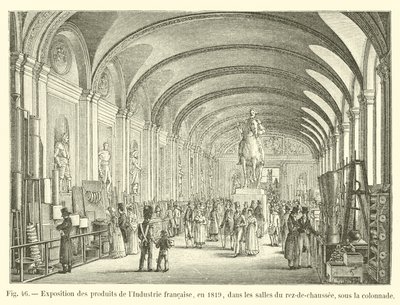 Wystawa wyrobów przemysłu francuskiego w 1819 r. w salach parteru pod kolumnadą autorstwa French School