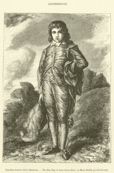 Wystawa dzieł sztuki w Manchesterze, The Blue Boy, le Jeune Garcon bleu, czy Master Buttall (grafika) autorstwa French School