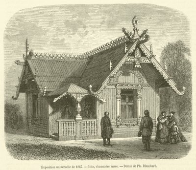 Wystawa Powszechna 1867, Isba, chałupa rosyjska (rycina) autorstwa French School