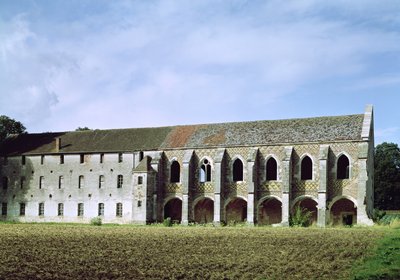 Zewnętrzny widok opactwa cystersów autorstwa French School