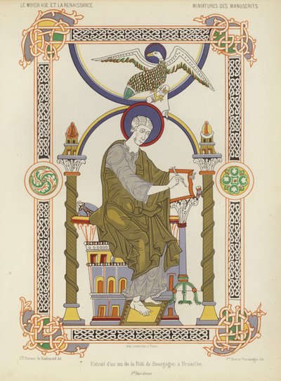 Wyciąg z rękopisu z Królewskiej Biblioteki Belgii w Brukseli (chromolitho) autorstwa French School