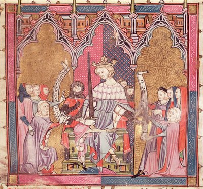 F.3r Król sprawujący sprawiedliwość, z Justiniani in Fortiatum autorstwa French School