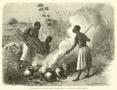 Produkcja piwa w Ounyamouezi (grawerowanie) autorstwa French School