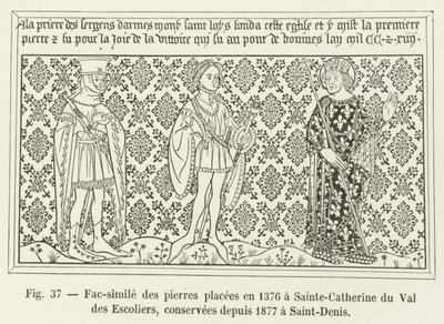 Faksymile kamieni umieszczonych w 1376 r. w Sainte-Catherine du Val des Escoliers, zachowanych od 1877 r. w Saint-Denis autorstwa French School