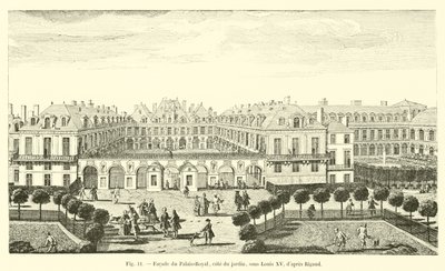 Fasada Palais-Royal, strona ogrodu, za Ludwika XV, według Rigaud autorstwa French School