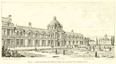 Fasada Chateau des Tuileries z widokiem na mały park, strona wschodnia, 1575 autorstwa French School