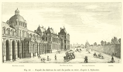 Fasada zamku od strony ogrodu w 1650 r. według I Sylvestre autorstwa French School