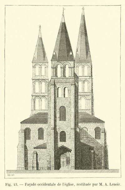 Fasada zachodnia kościoła, odrestaurowana przez MA Lenoir autorstwa French School