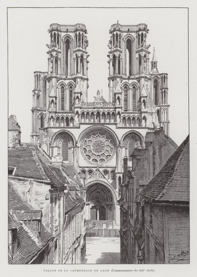 Fasada katedry w Laon, początek XIII wieku (lito) autorstwa French School