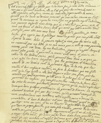 Faksymile woli Marii Antoniny autorstwa French School