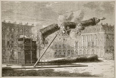 Fall of the Vendome Column, kwiecień 1871, ilustracja z Cassells History of the War between France and Germany, 1870-1871 autorstwa French School