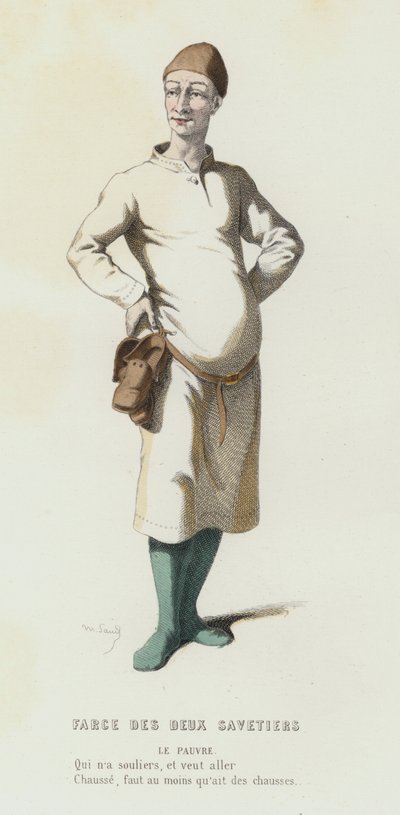 Farce Des Deux Savetiers (kolorowy grawer) autorstwa French School