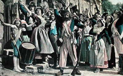 Pieśń pożegnalna (fragment filmu niemego), pocztówka z początku lat 20-tych (litografia kolorowa) autorstwa French School