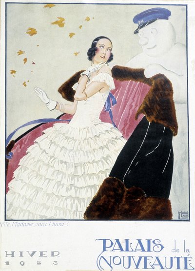 Moda: reklama futer z 1925 roku (Palais de la Nouveaute) (litografia) autorstwa French School