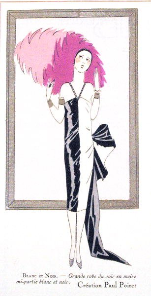 Projekt ubioru sukni wieczorowej „Blanc et Noir” Paula Poireta (1879-1944) z magazynu „Art, Gout, Beaute” autorstwa French School