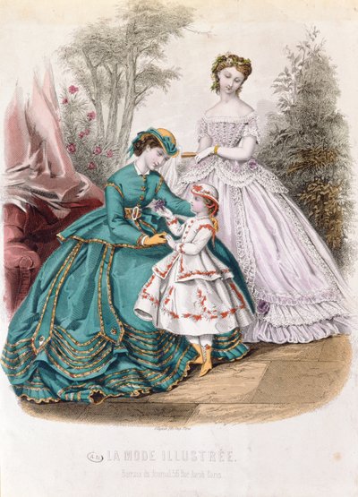Talerz modowy z La Mode Illustree, 1865 autorstwa French School
