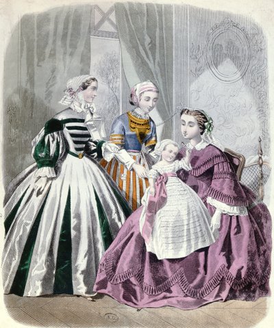 Modny talerz z Le Monde Elegant 1859 (kolor grawerowany) autorstwa French School