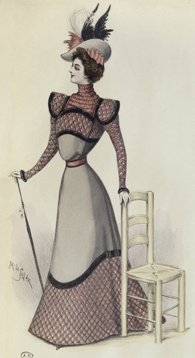 Talerz z modą, ilustracja z La Nouvelle Mode, 1897 autorstwa French School