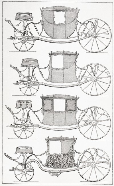 Modne autokary XVIII wieku, 1875 r autorstwa French School