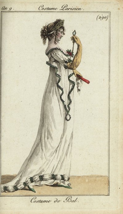Modna kobieta w sukni balowej z tiara autorstwa French School