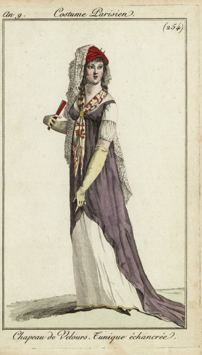 Modna kobieta z wachlarzem autorstwa French School