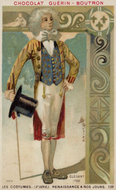 Modnie ubrany mężczyzna, 1792 autorstwa French School